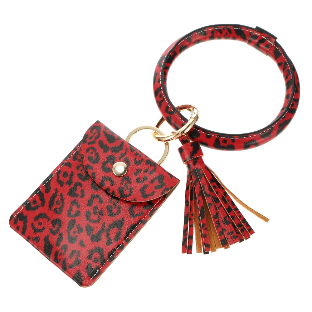 1Pc Wristlet Keychain Leopard Printing Bracelet Keyring Bag Decoration