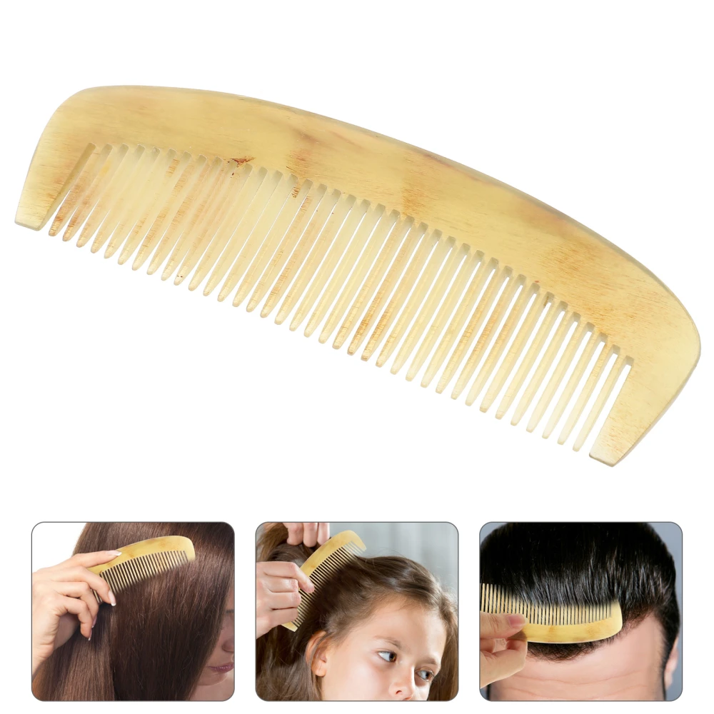 Natural Horn Comb Anti-static Portable Hair Smoothing Comb Prevent Hair Loss for Woman (15cm)