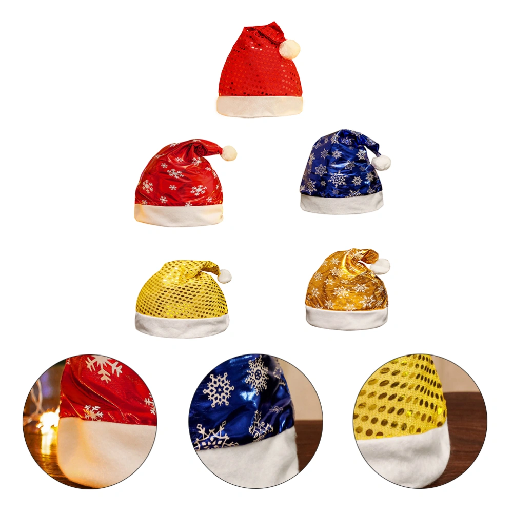 5pcs Christmas Hat Festival Decorations Nonwovens Christmas Hat for Xmas Decor