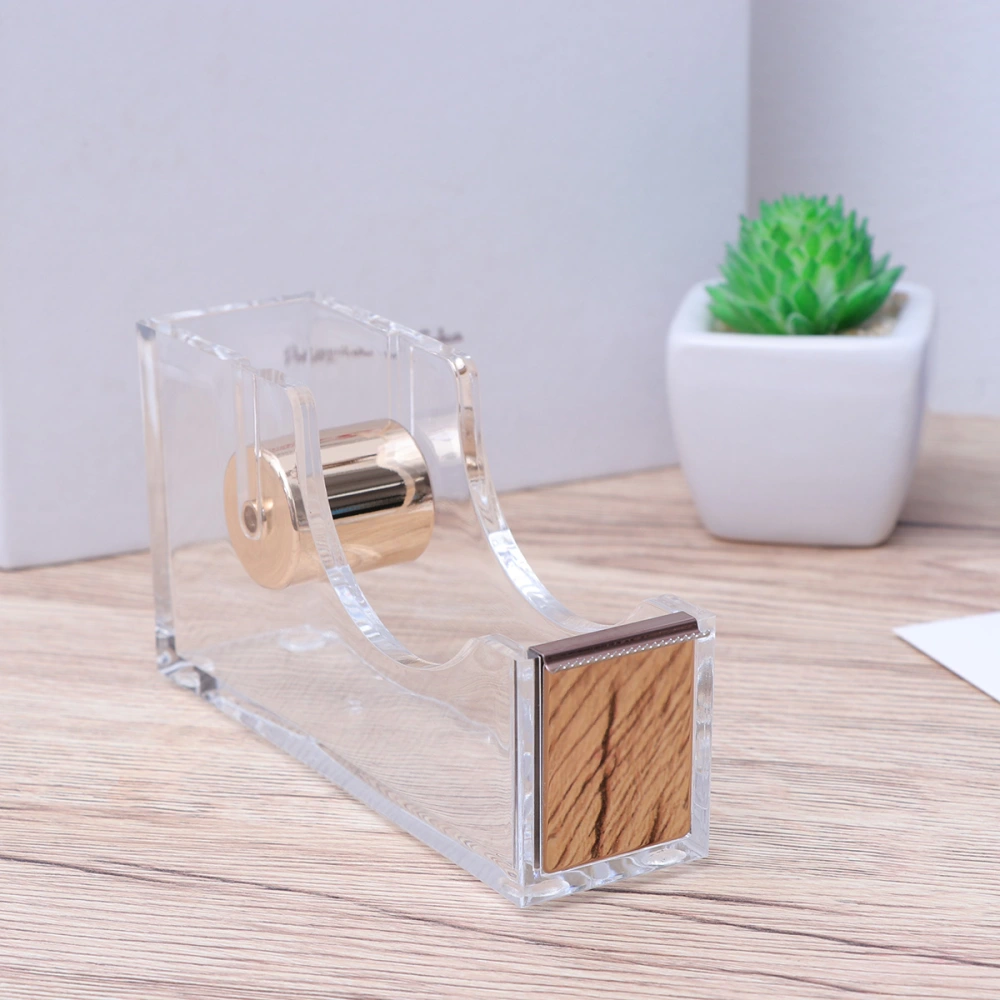 Stationery Masking Tape Cutter Transparent Tape Seat Home Office Storage Box Organizer Cutter Tape Dispenser School Supplies (Golden)