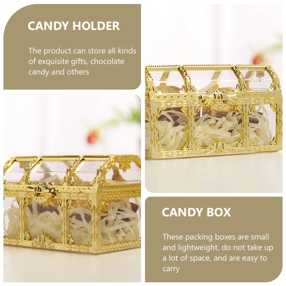 4pcs Hollow Candy Boxes Treasure Box Shape Candy Containers Wedding Supplies