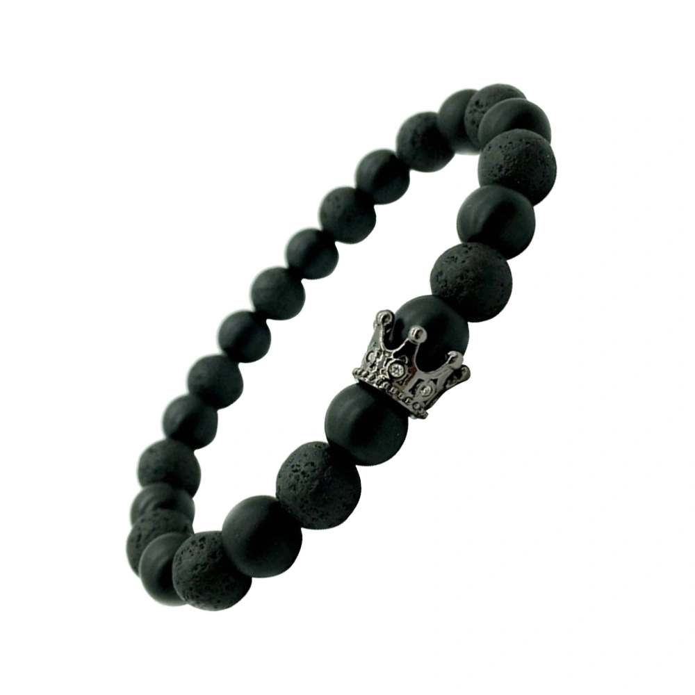 Bracelets Volcanic Stone Attractive Delicate Lava Stone Diamante Bracelets Applicable Gifts  Important Occasion (Black)