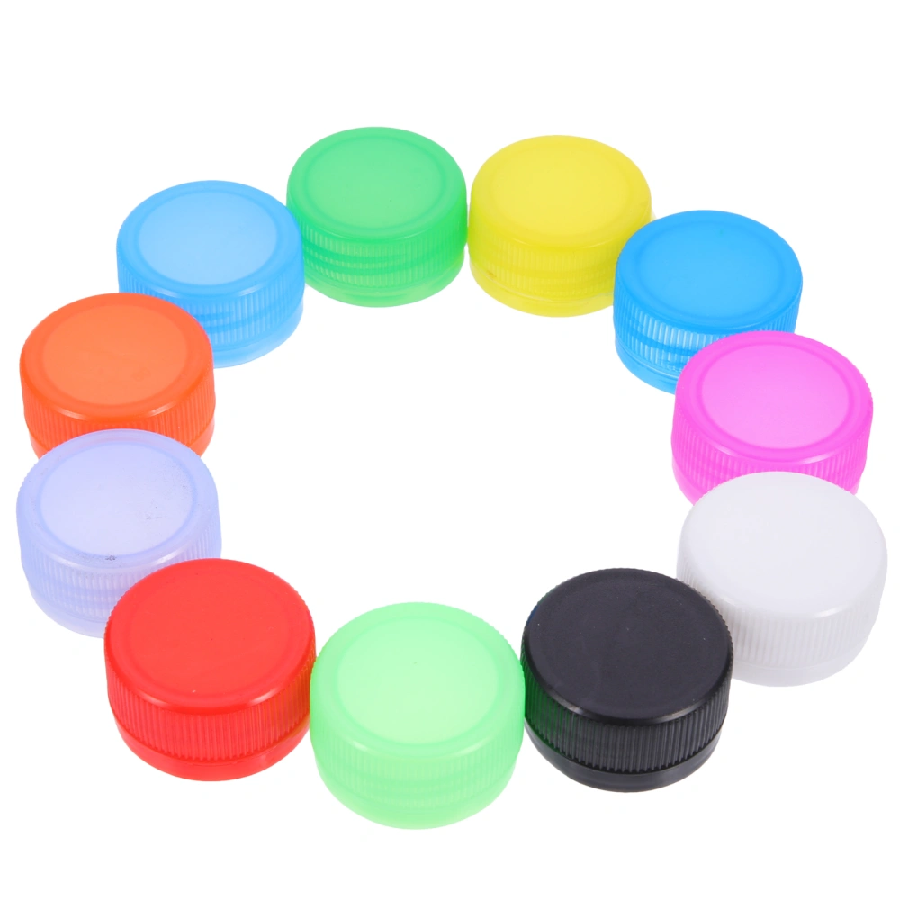 100pcs Colorful Bottle Cover Kids DIY Plastic Bottle Caps Bottle Lids Handcraft Material for Kindergarten DIY Craft Art Projects Random Color