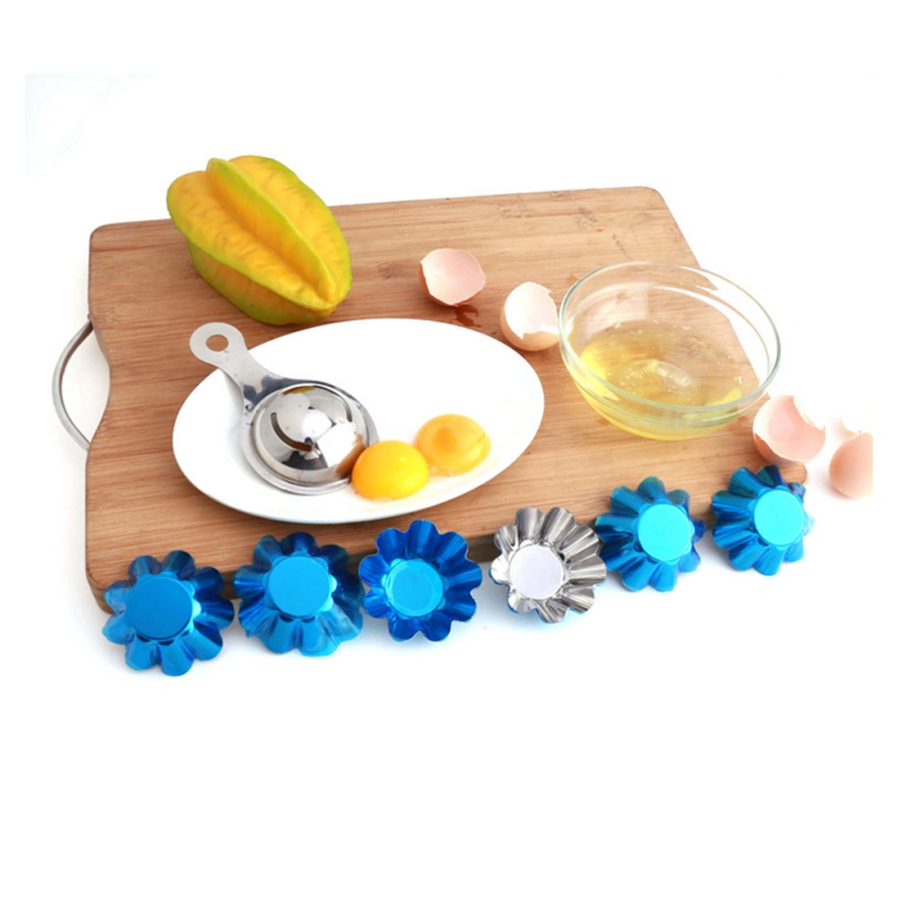 12Pcs Delicate Stainless Steel Useful Tart Pans Flower Reusable Cupcake Muffin Baking Cup Mold for Kitchen(Silver)