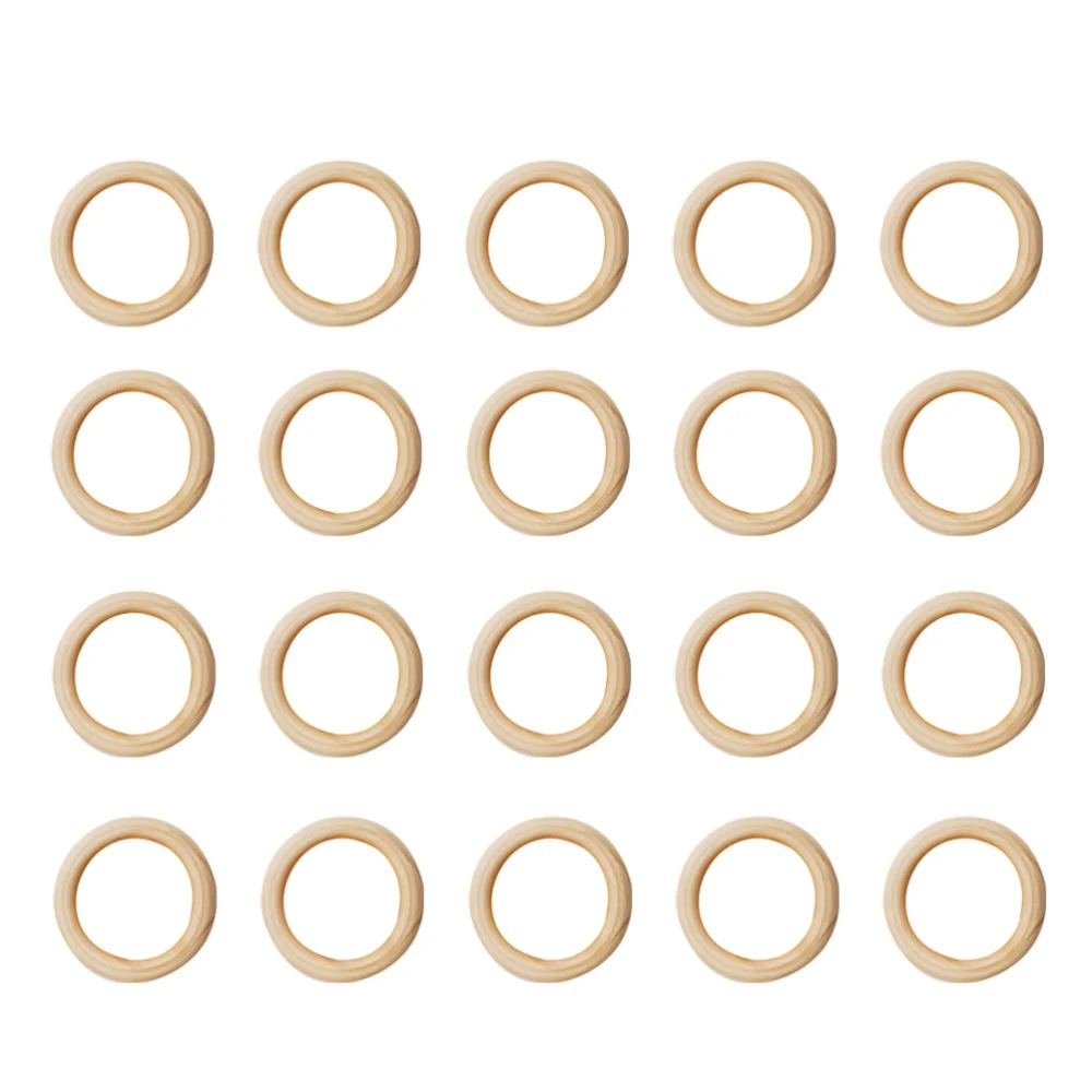 200PCS 20mm Wood Ring DIY Craft Natrual Hanging Buckle Ring Wooden Pendant Unfinished Circle DIY Keyring Accessories for Handbag Connectors Jewelry Making (Light Yellow)