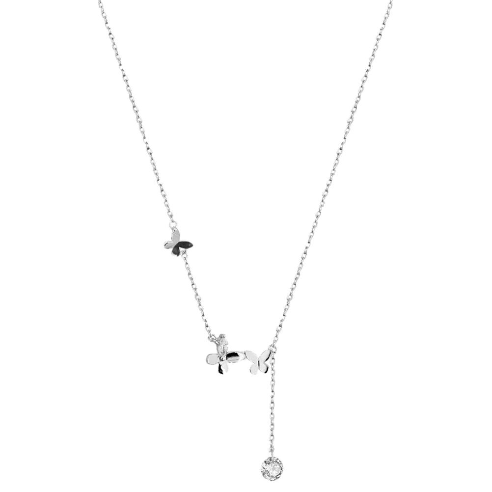 Sterling Silver Necklace Adjustable Patterned Diamond Necklace Silver