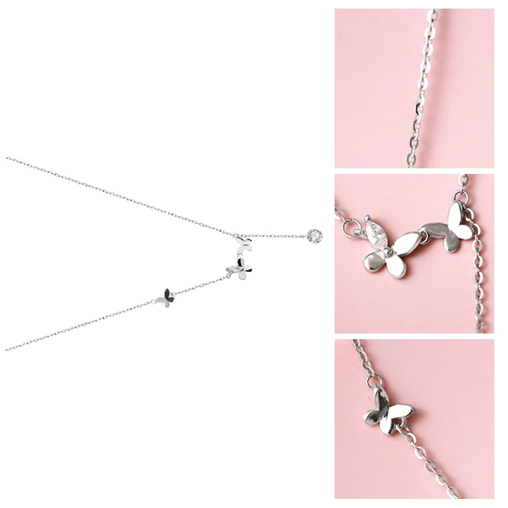 Sterling Silver Necklace Adjustable Patterned Diamond Necklace Silver