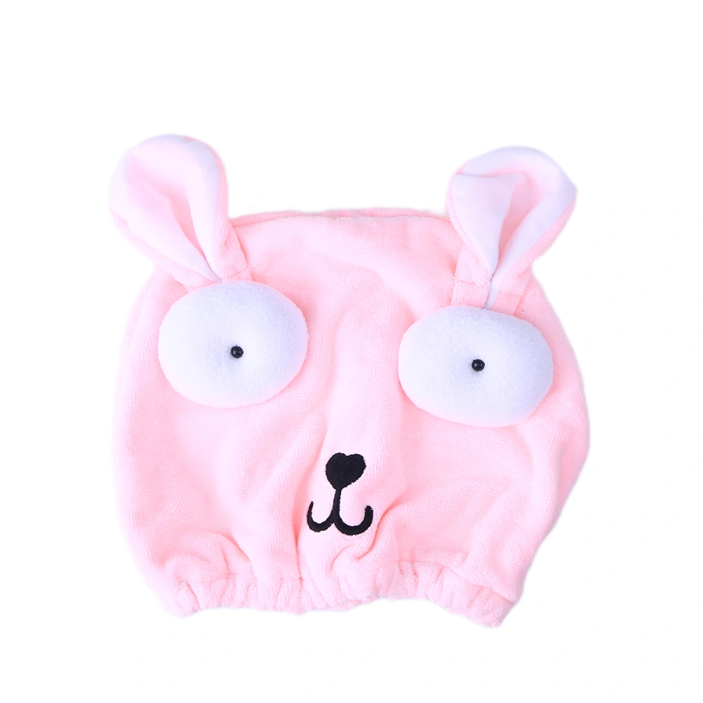 Lovely Cartoon Dry Hair Hat Embroidery Shower Caps Elastic Bathing Hair Quick-drying Hair Towel for Kids(Pink)