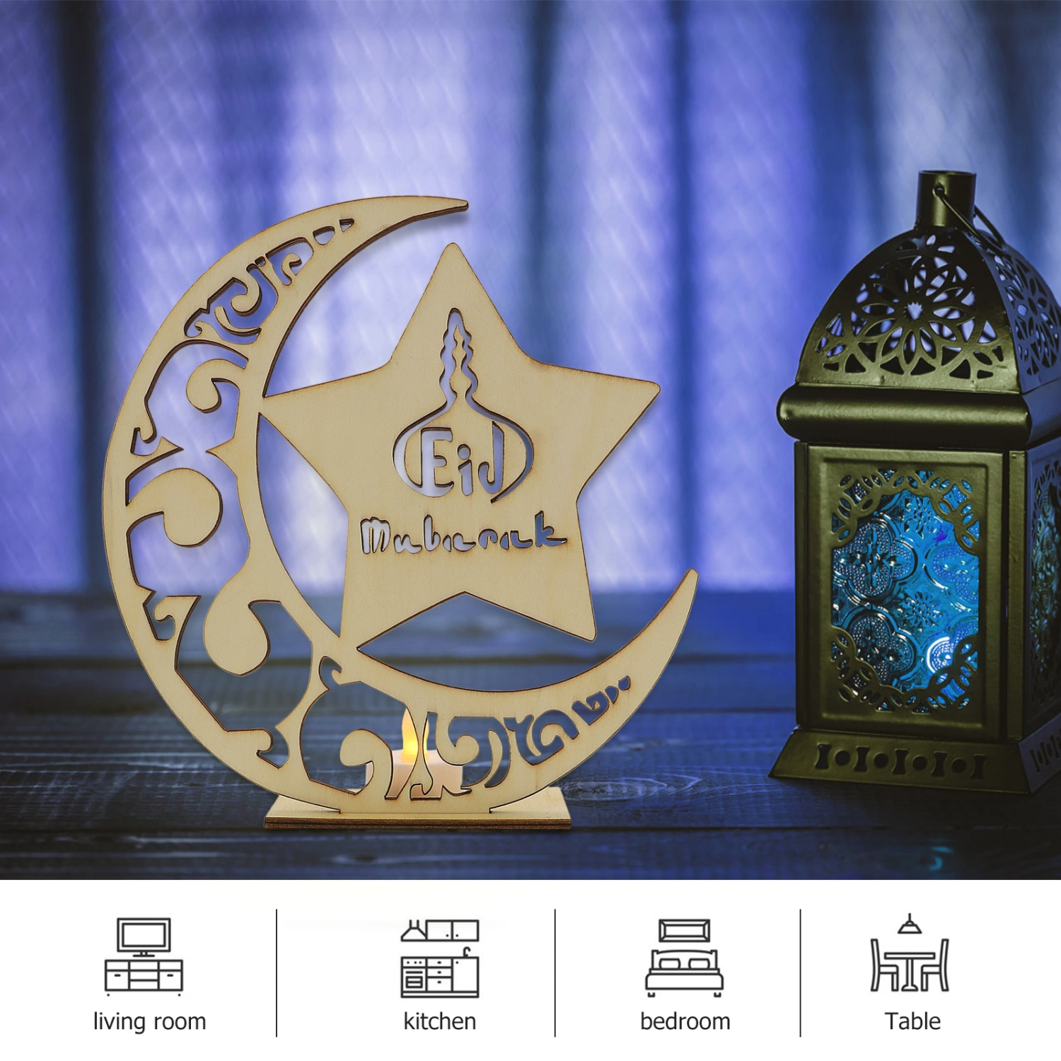 Ramadan Led Lamp Eid Decorative Candle Light Festival Party Tabletop Decor