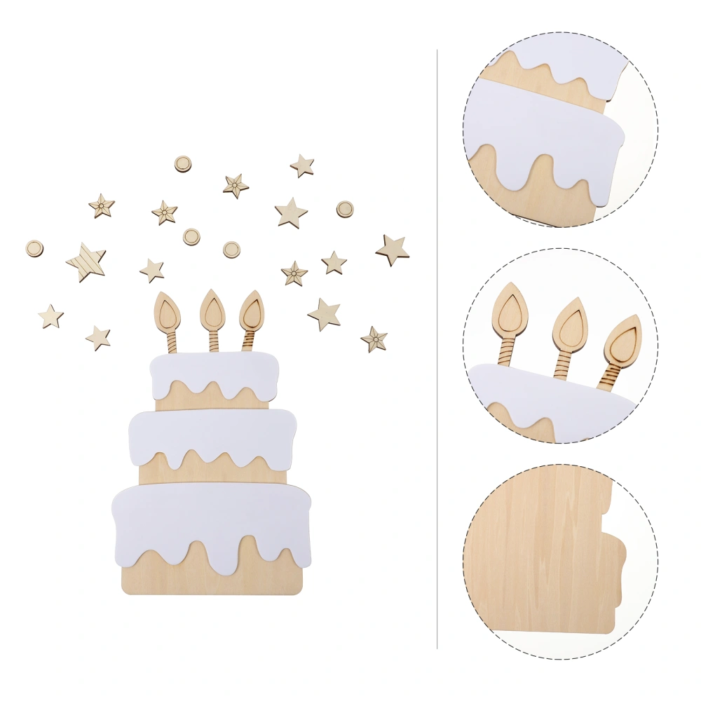 1 Set Kids Birthday Party Wooden Cake Sticker Birthday Party Background Decor