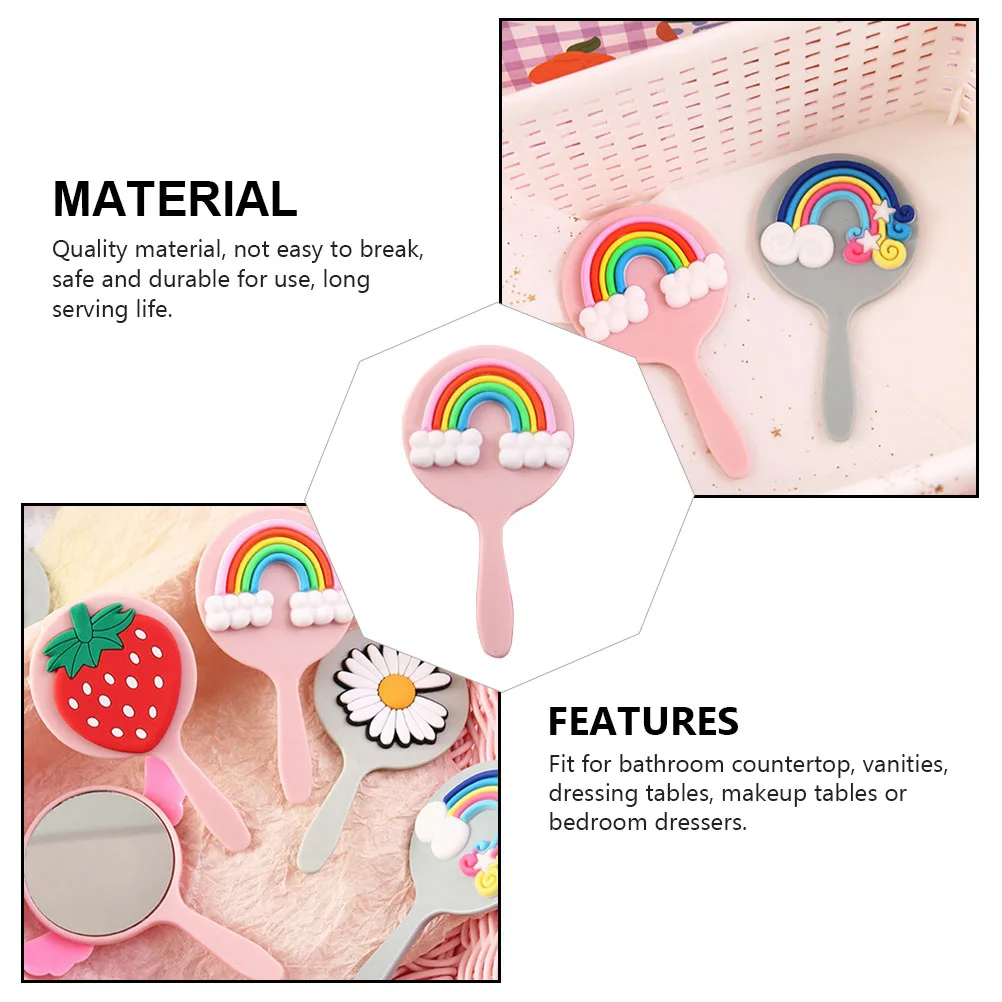 Portable Handle Mirror Travel Vanity Mirror Women Lovely Makeup Mirror