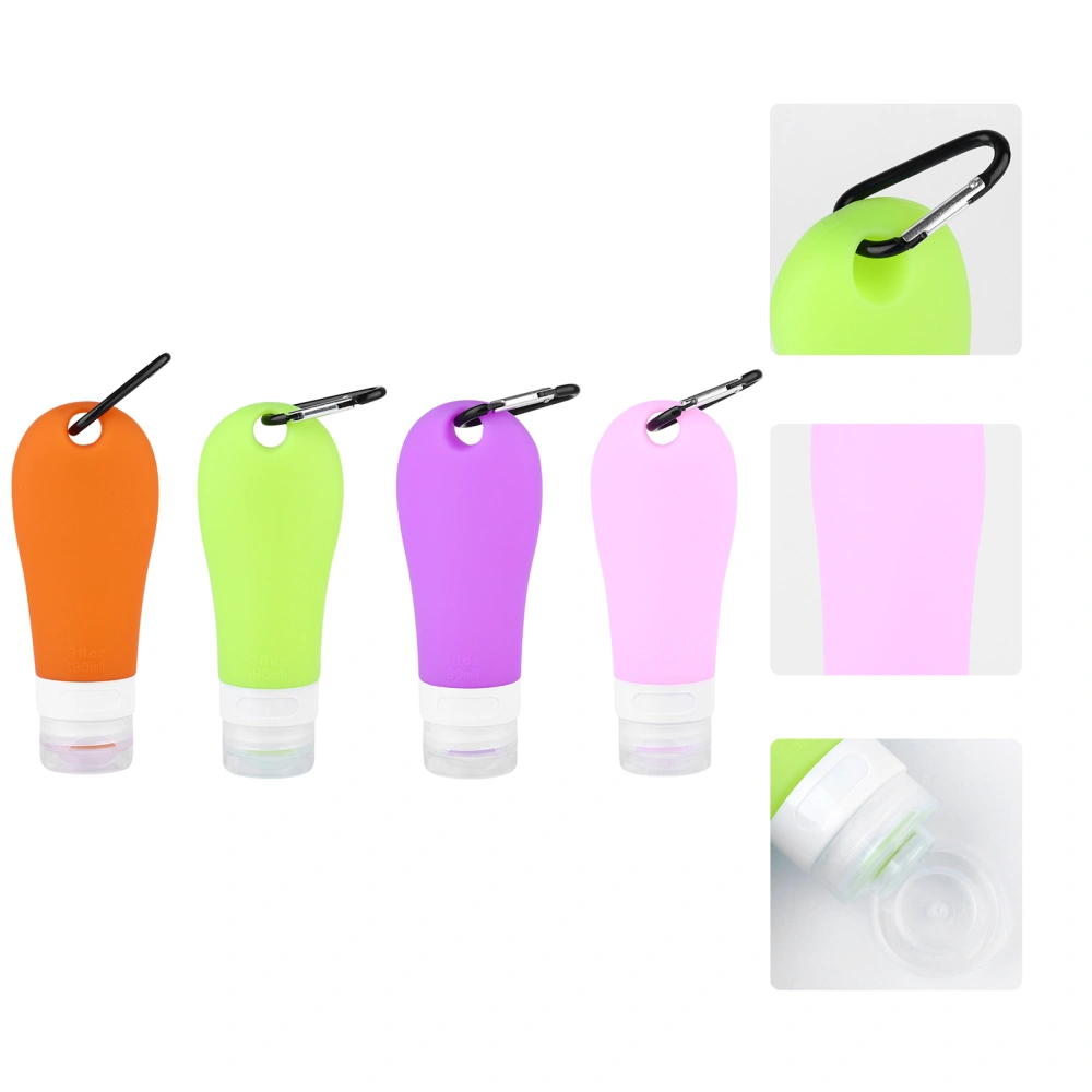 4pcs Portable Empty Bottle Lotion Bottle Makeup Containers with 4pcs Keychains