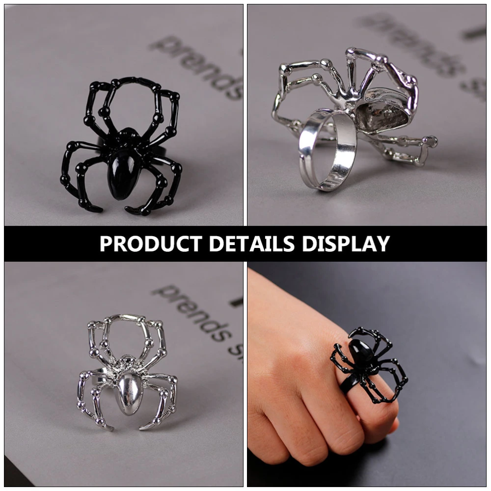 2Pcs Halloween Funny Rings Retro Punk Style Men Women Animal Design Rings