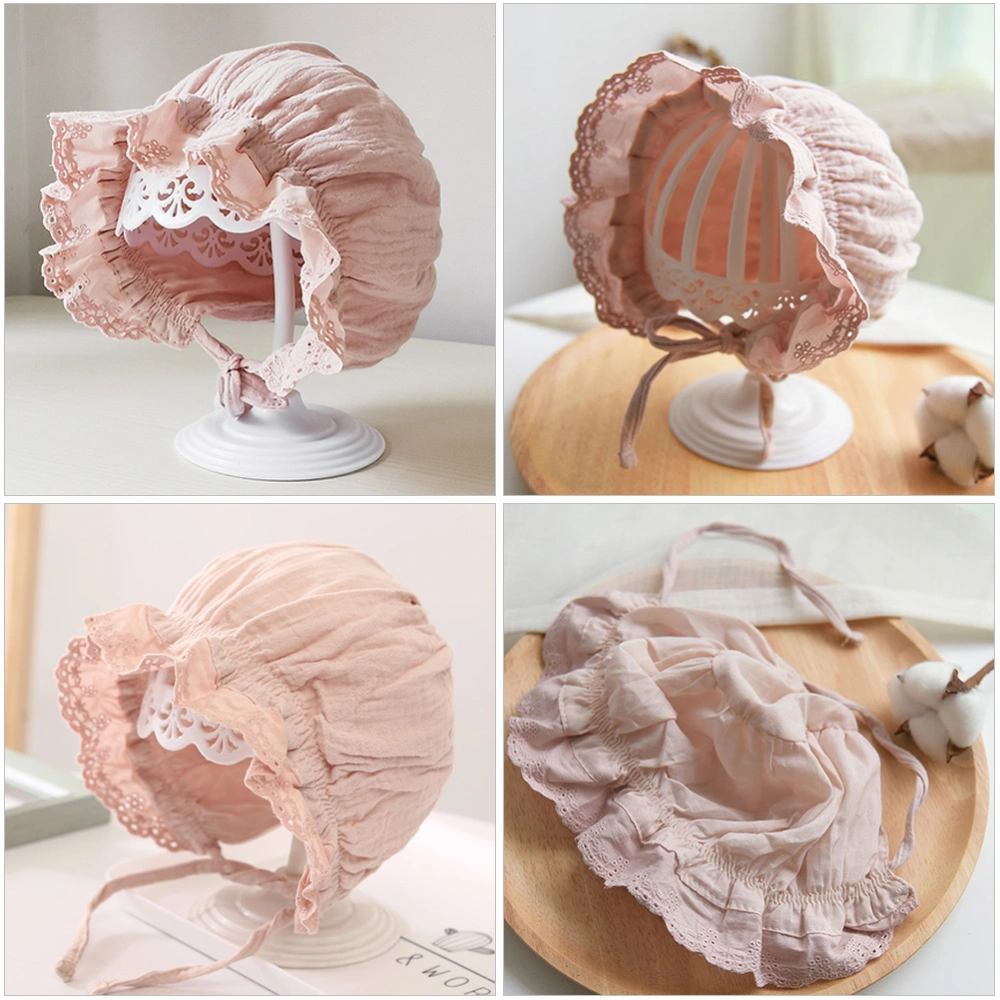 1pc Little Girl Sun Hat Classic Elegant Lace Windproof Rope Baby Summer Hat