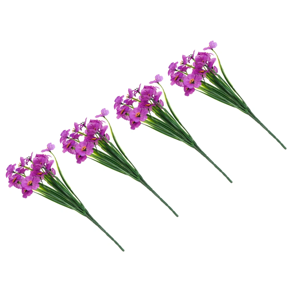 1 Set 4Pcs Simulated Violet Flowers Flower Arrangement Decors Fake Flowers