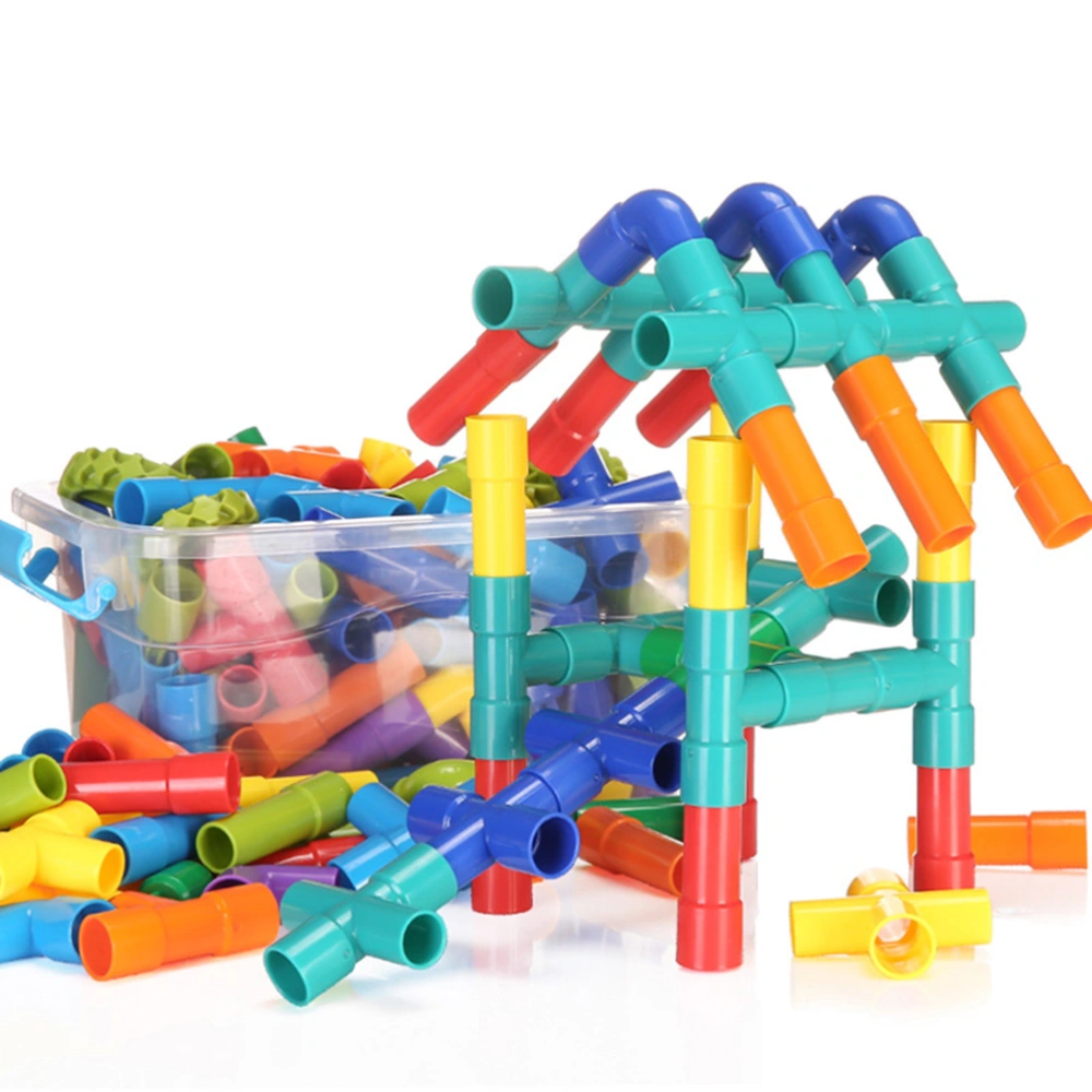 1 Set 76pcs Pipeline Building Blocks Puzzle Assembly Toy Educational Plaything with A Small Storage Box for Kids