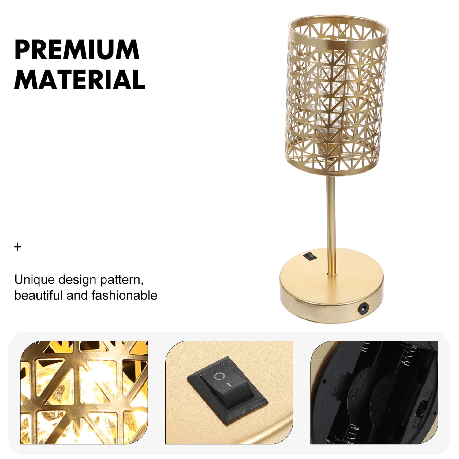 1Pc Nordic Home Table Lamp USB Battery Night Light Chic Bedside Light Golden