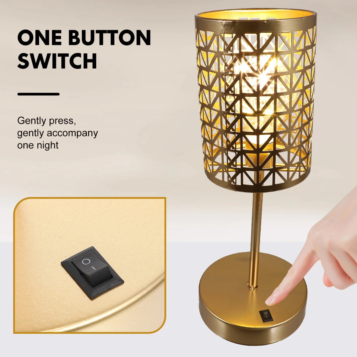 1Pc Nordic Home Table Lamp USB Battery Night Light Chic Bedside Light Golden