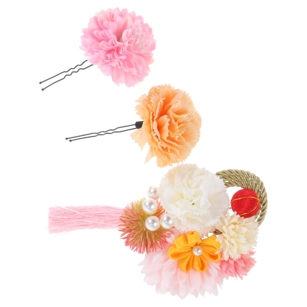 3Pcs Flower Design Hairpins Delicate Hair Clips Japanese Style Headwear