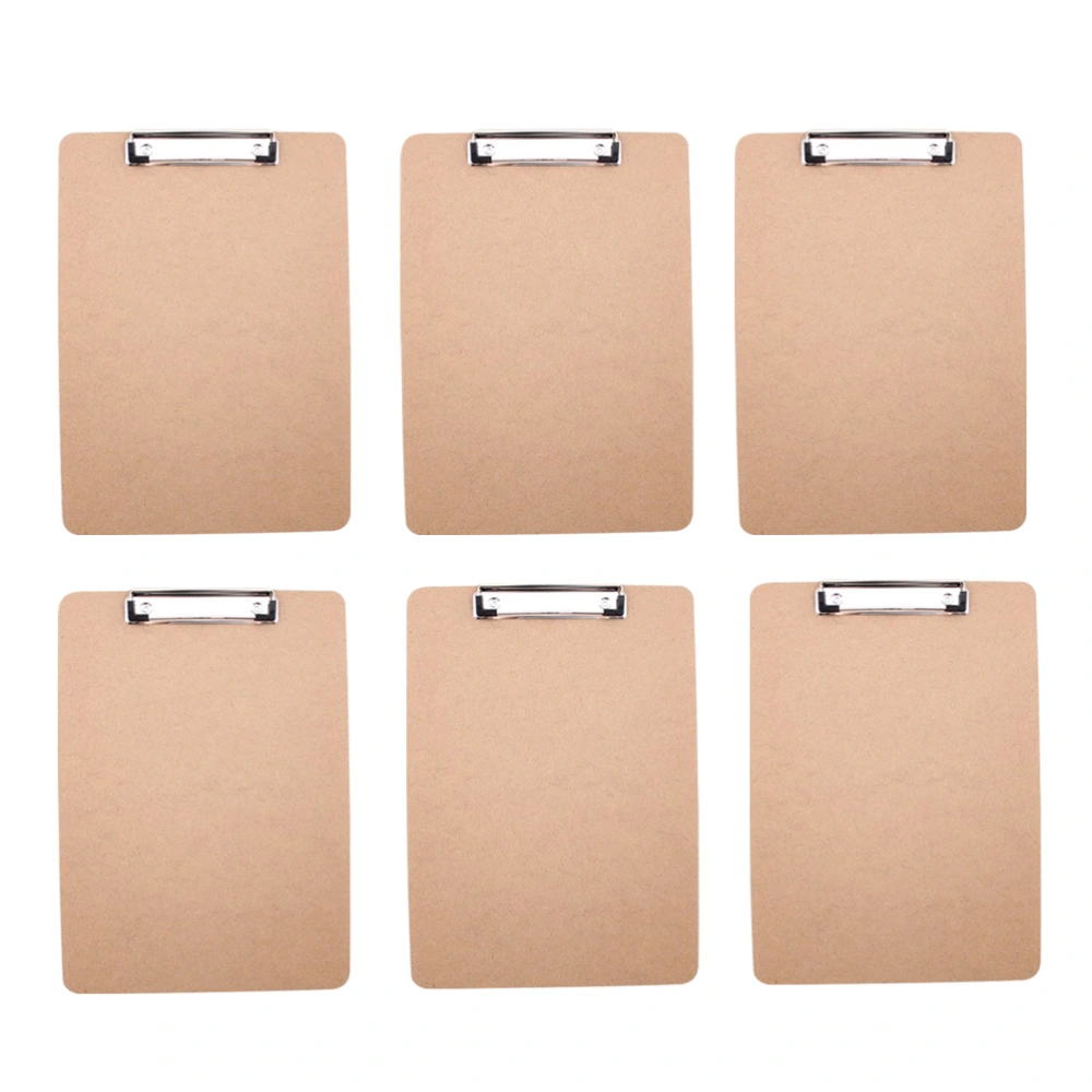 6pcs Thickened Wood Clip Board Plastic A4 Clipboards for Memo Paper Files Holding