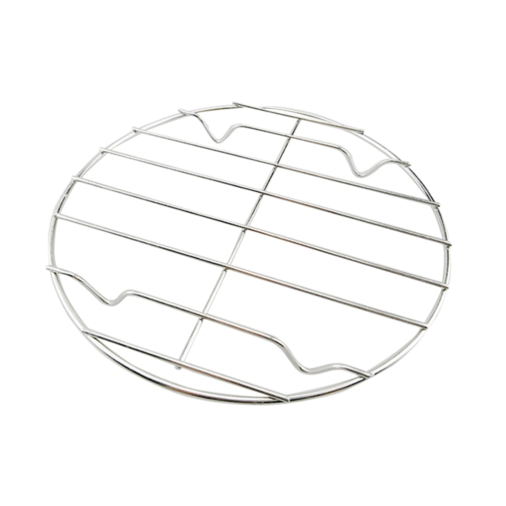 Stainless Steel Meat Net Grilling Rack Round Portable Fish Vegetable Roast Rack Pizza Baking Rack - 20cm (Without Black Baking Tray)