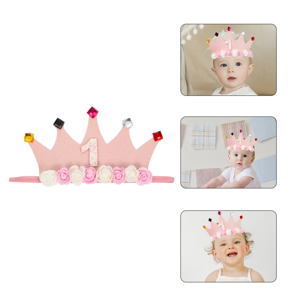 Kids Birthday Crown Colorful Birthday Hat for Children Party Baby Crown Pink