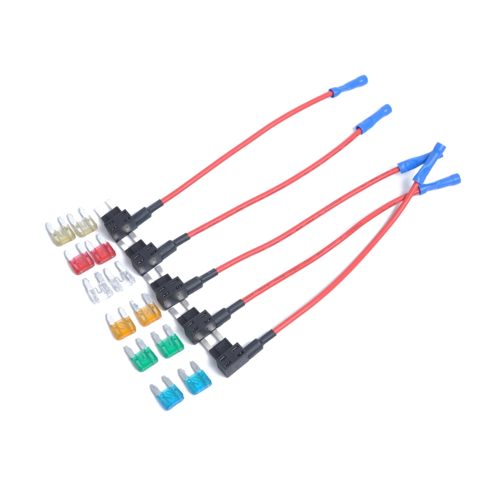 5 PCS 32V Small Sized Car Fuse Holder Low Profile In-line Fuse Holder with 5A/10A/15A/20A/25A/30A Fuses (Black)