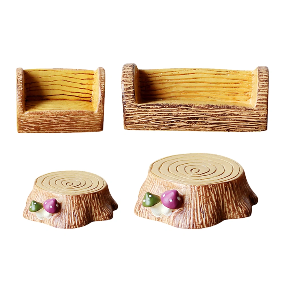 1 Set/4pcs Miniature Resin Tree Stump Tree Stool Micro Resin Ornaments