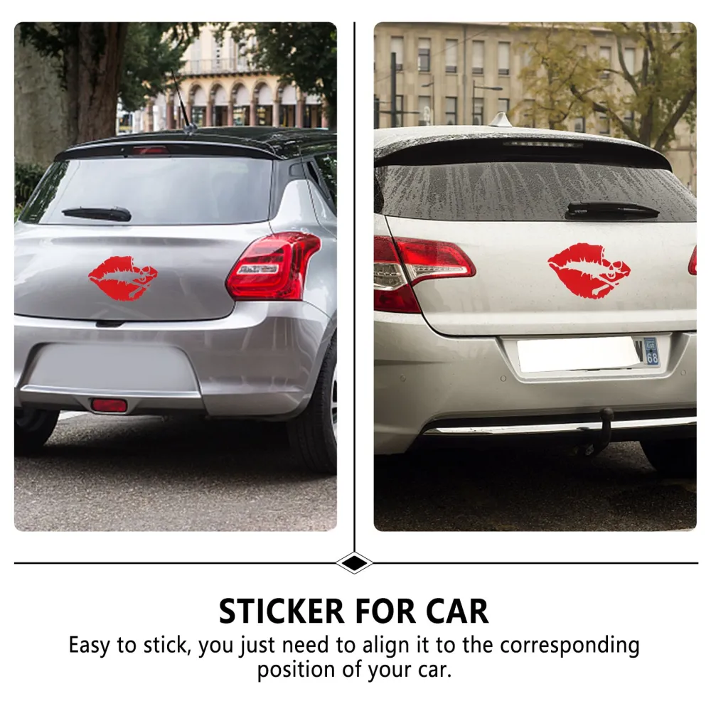 2pcs Lip Pattern Car Sticker Creative Car Decal Interesting PVC Auto Sticker