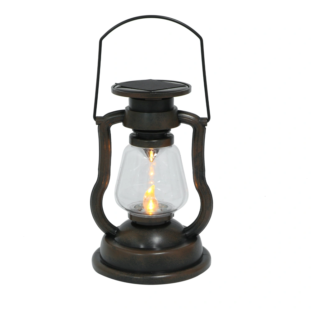 1pc Decorative Solar Kerosene Lamp Retro Handheld Lantern Outdoor Lamp (Brown)