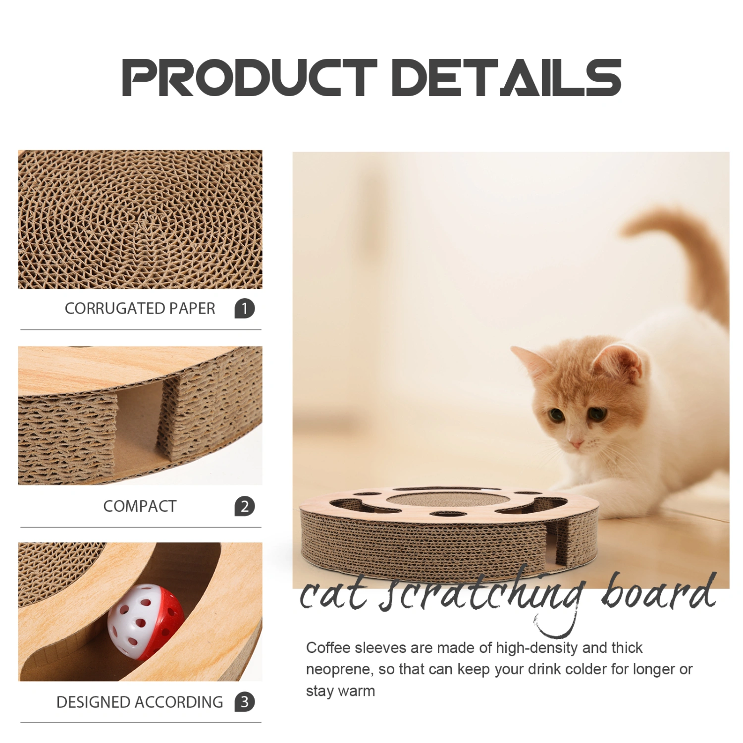Corrugated Cat Scratch Board Grinding Claws Artifact Pet Cat Supplies Rotary Table Size M
