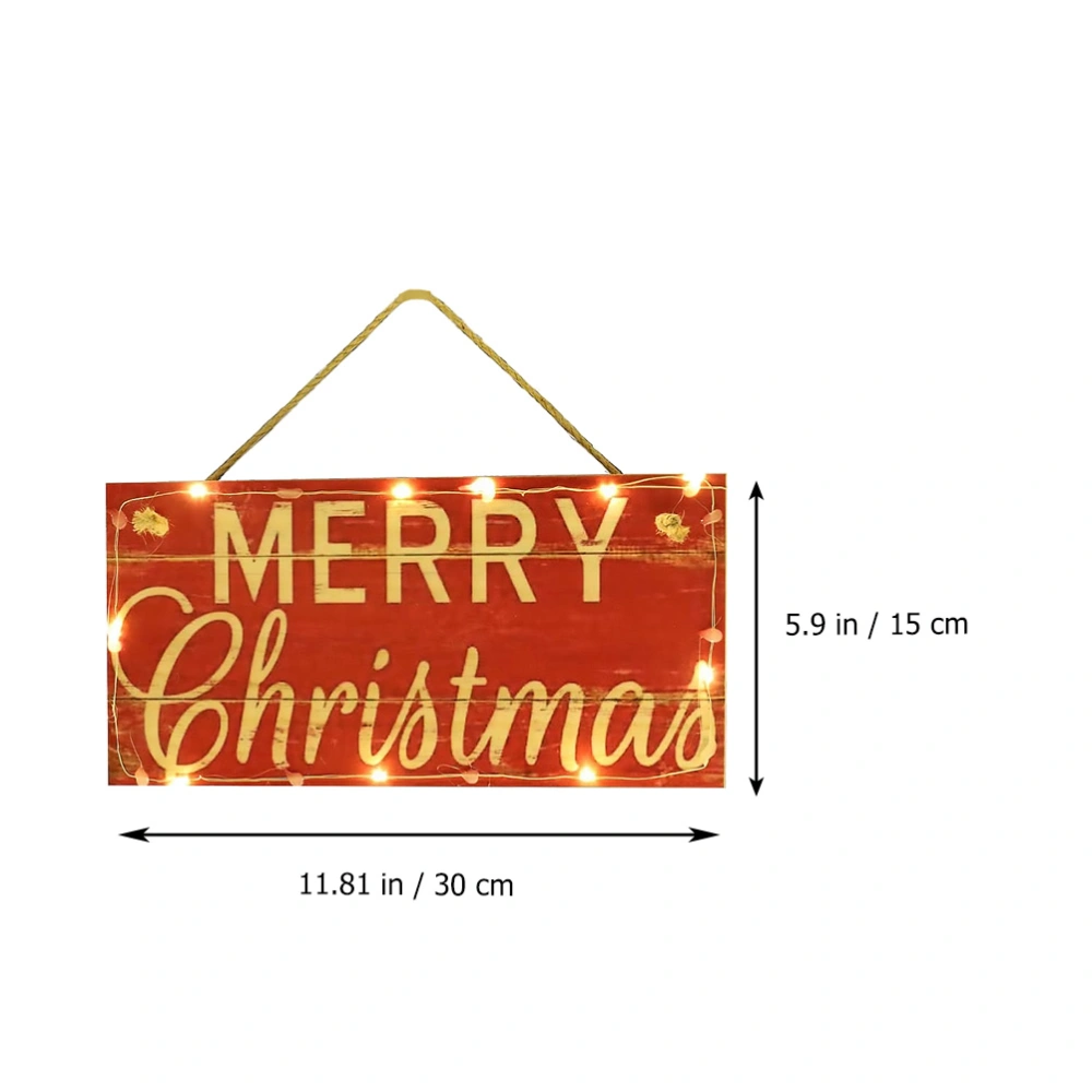 Luminous Wooden Merry Christmas Sign Wooden Door Wall Hanging Ornament Board