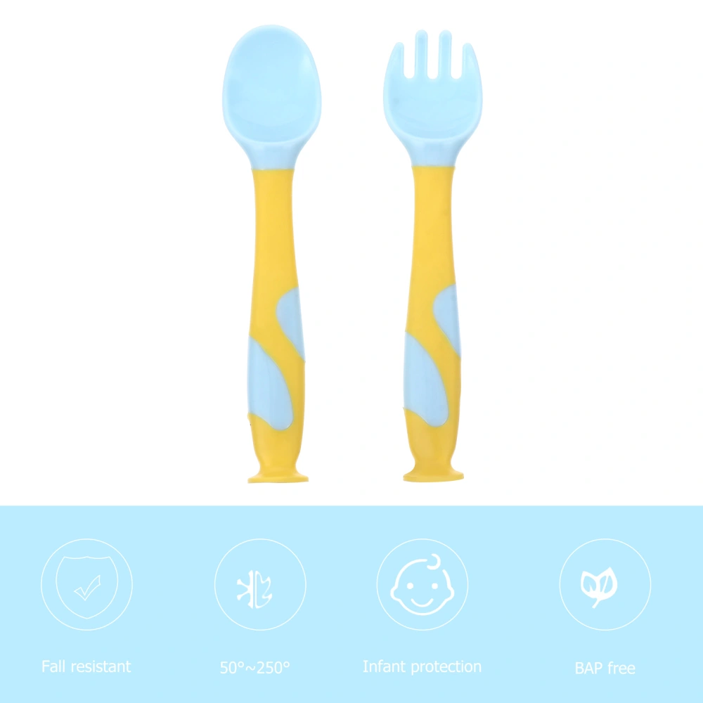 2pcs Baby Bendable Fork Spoon Set Baby Feeding Training Utensil Tableware