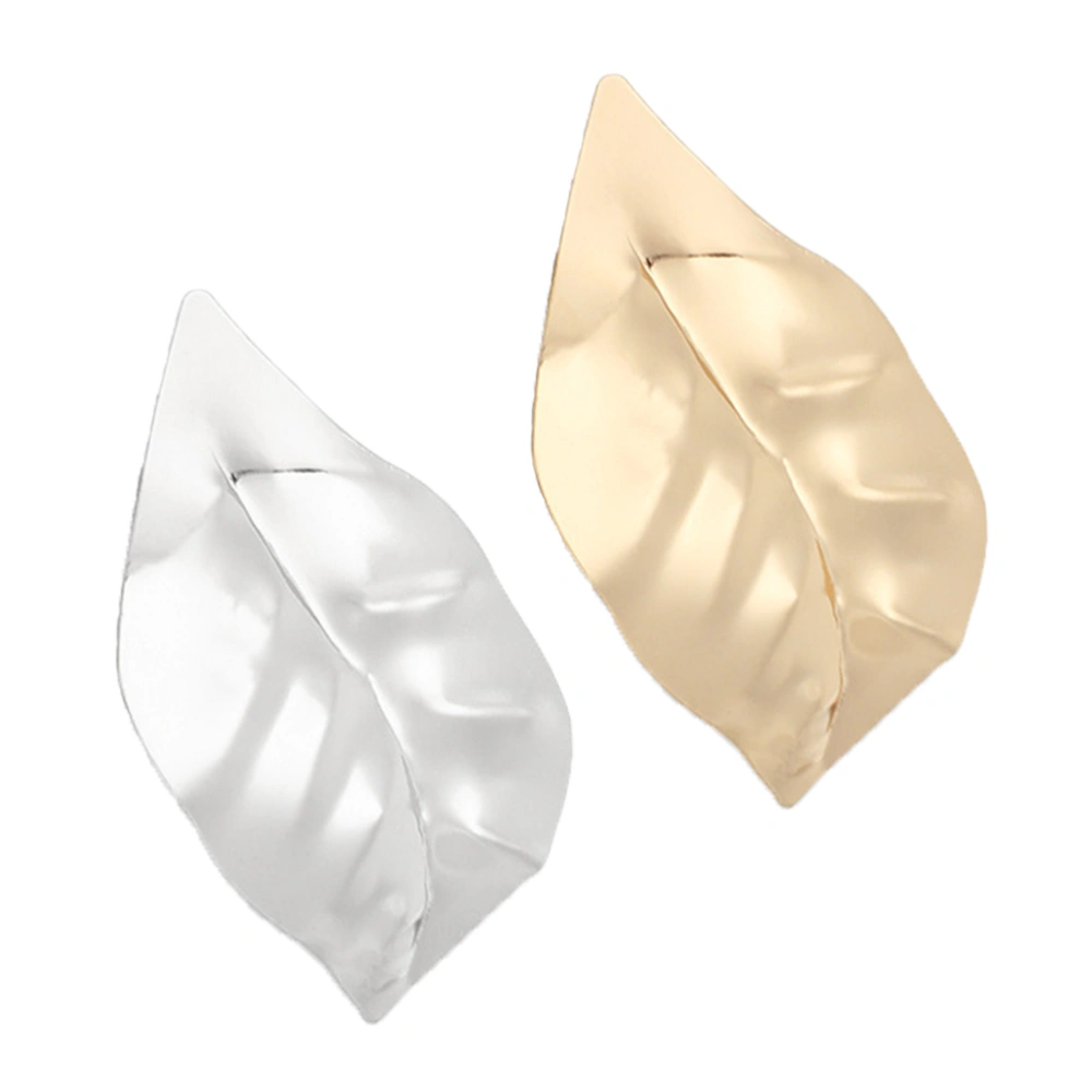 2pcs Leaf Shaped Hair Clips Metal Hairpins Barrettes Headwear for Women Girls (Golden and Silver)