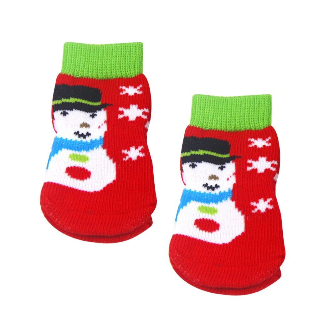 4pcs Christmas Pet Dog Puppy Cat Non-Slip Cotton Socks Pet Foot Wear (Size M)