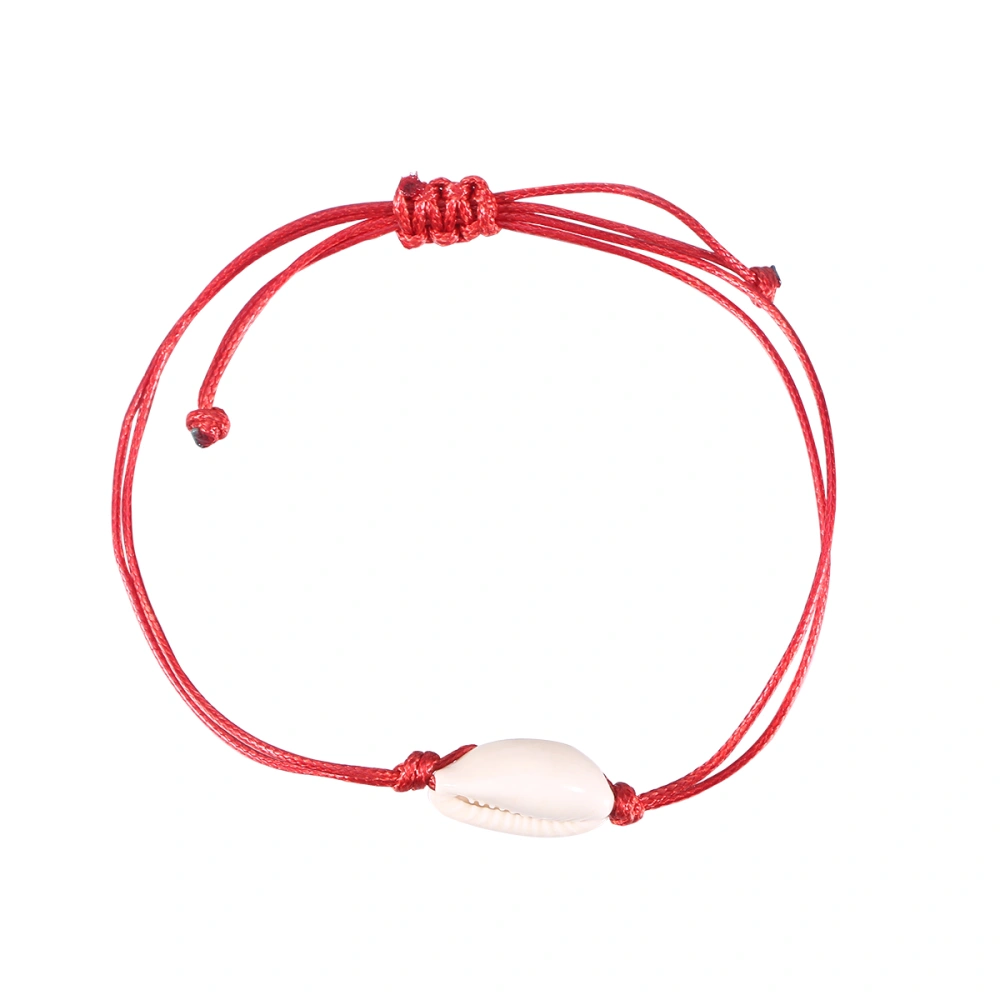 1PC Simple Hand-knitted Shell Bracelet Fashion Beautiful Shell Bracelet for Woman Lady Lover Female Decor Red+Beige