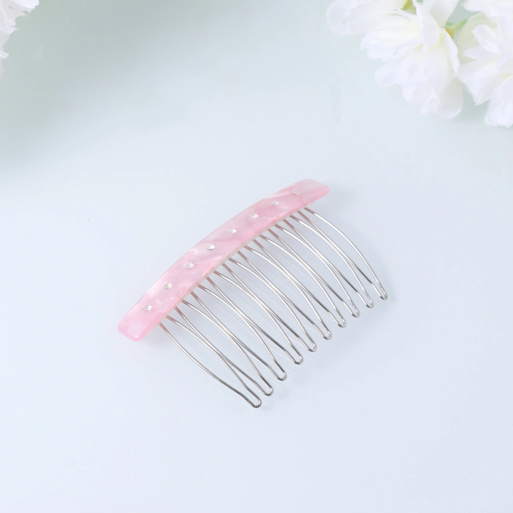 1pc Acrylic Hair Comb Rhinestone Tuck Comb Fashion Hair Accessories for Women Girls Ladies (Pink)