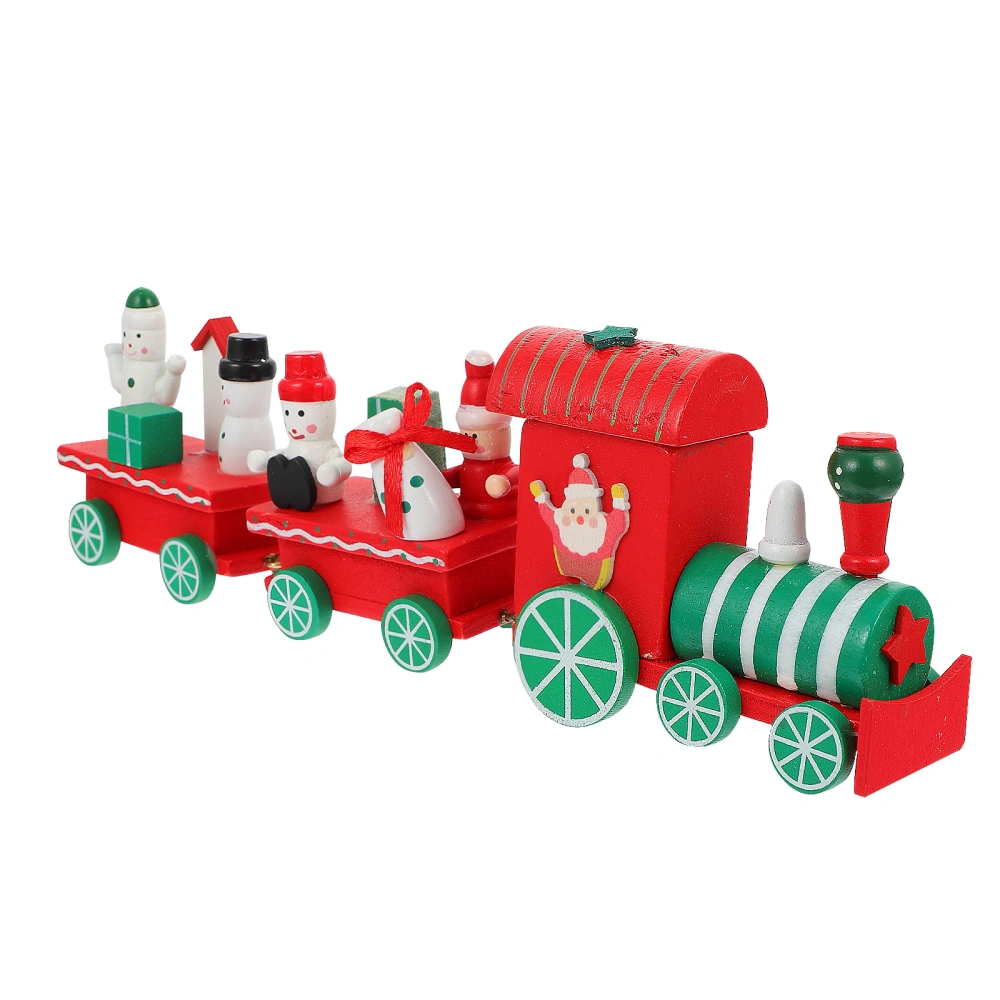 1Pc Christmas Wooden Train Decor Showcase Ornament Creative Xmas Adornment