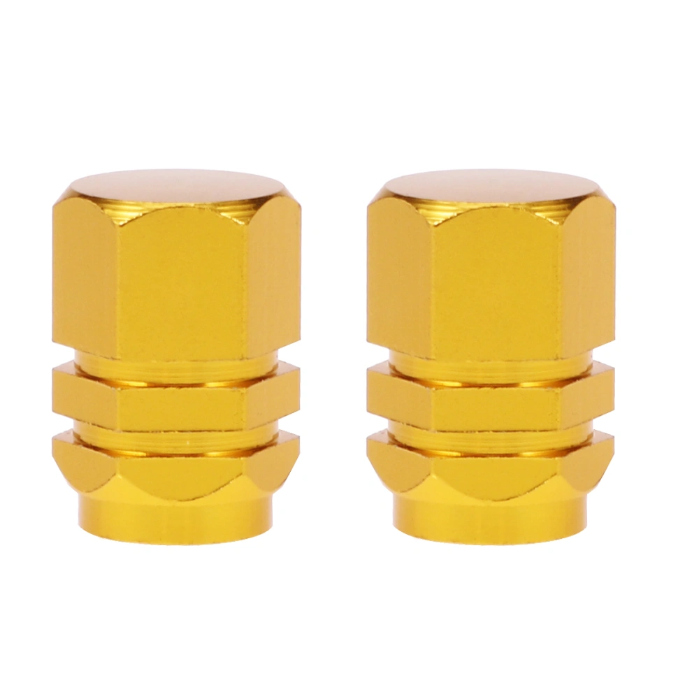 4 Pcs Aluminum Alloy Car Tire Stem Caps Round Style Air Covers (Golden)