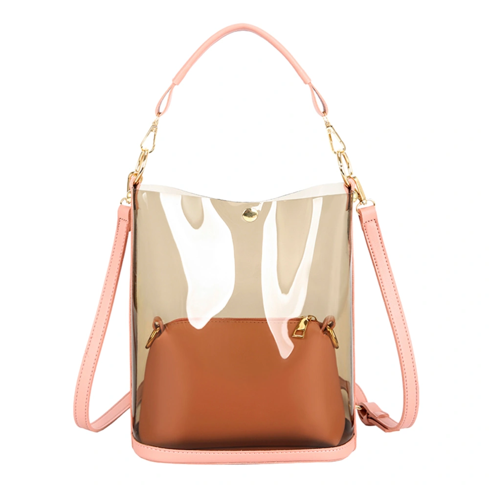 1Pc Lady Bucket Bag All-match Single-shoulder Bag Fashion Messenger Bag Clutch Bag (Pink)