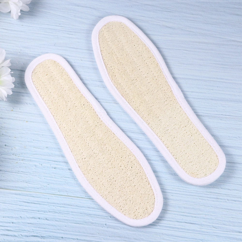 1 Pair of Breathable Loofah Sponge Shoes Pad Deodorant Insole Shoes Cushion Sweat Absorption Insoles Beige (Standard Size 36)