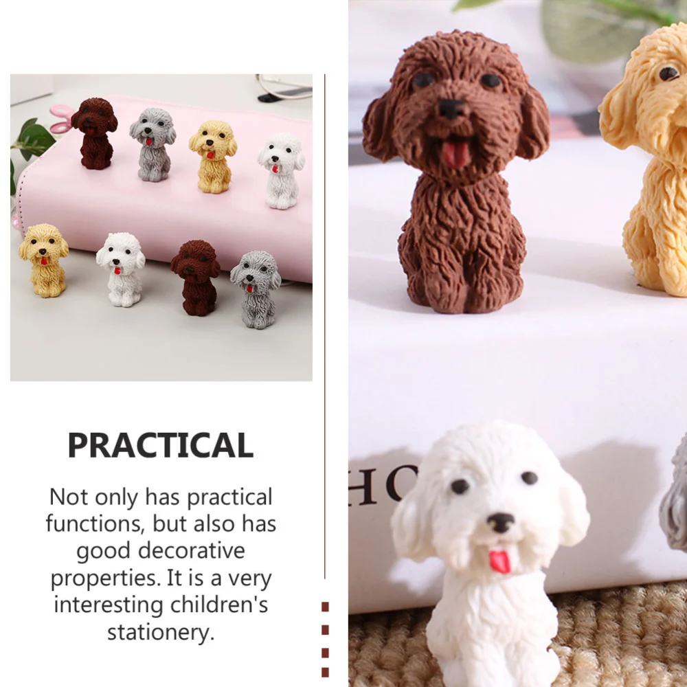 16Pcs Funny Lovely Teddy Puppy Erasers Versatile Cartoon Erasers (Mixed Style)