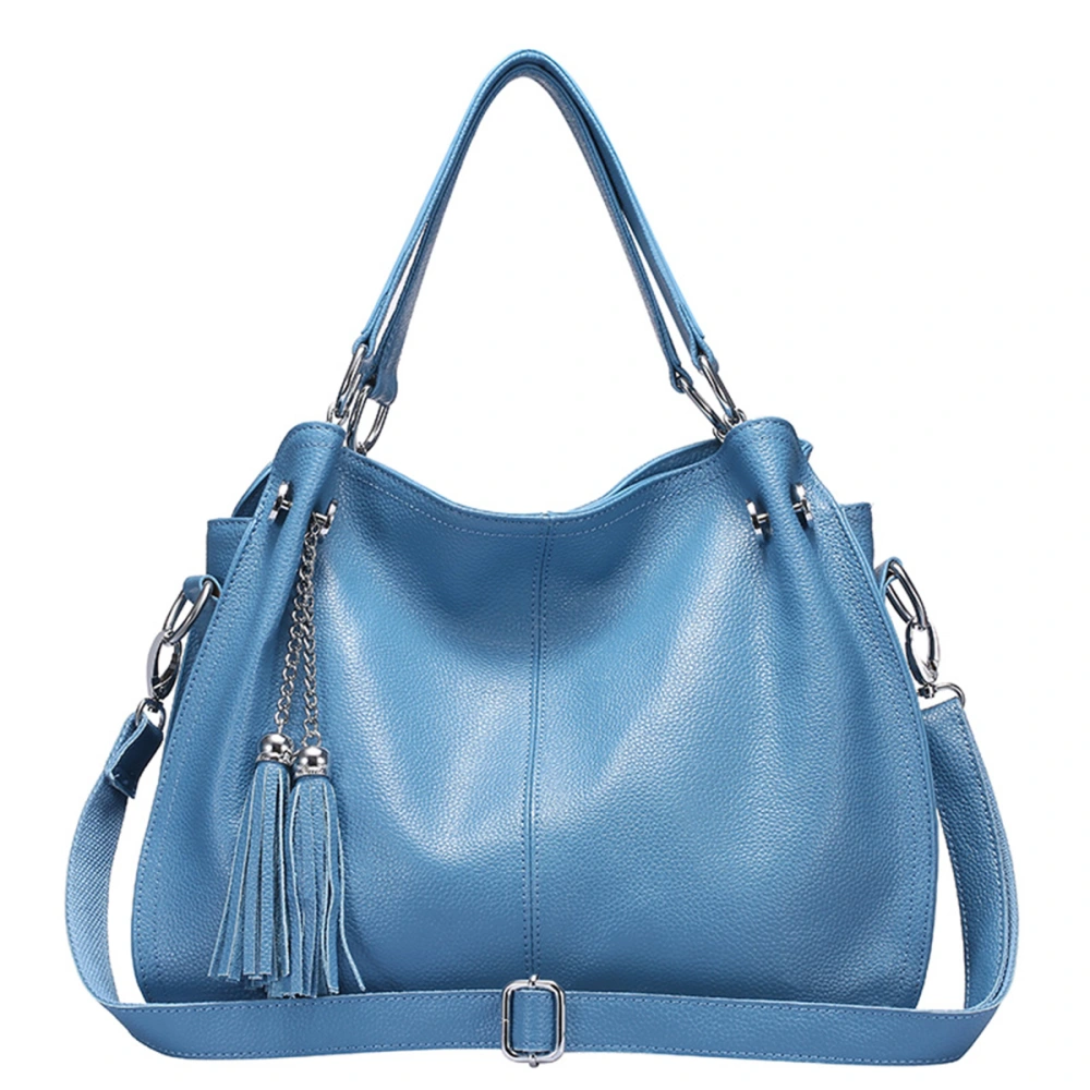 Women's Casual Handbag Large Crossbody Bag Exquisite Split Leather Shoulder Bag (Light Blue)