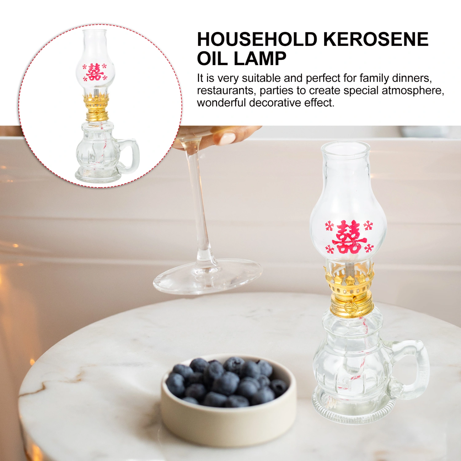 Chinese-style Kerosene Lamp Glass Kerosene Oil Lamp Retro Kerosene Oil Light