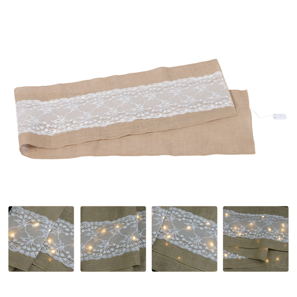 1Pc Table Banner with LED Lights Tablecloth for Wedding Vintage Table Runner