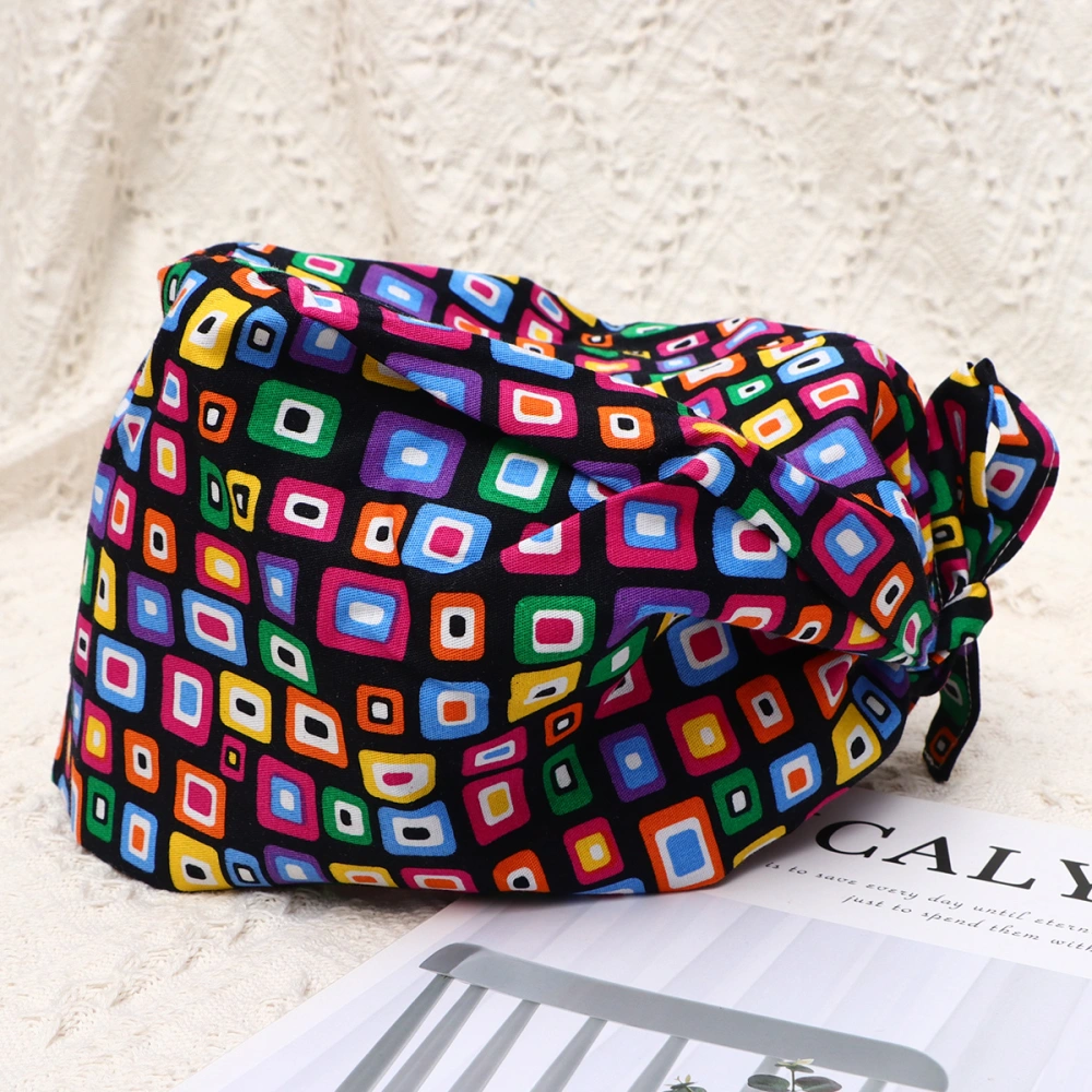 Attractive Cotton Hat Useful   Dust-proof Adjustable Pattern Head Protector for Daily Use (Colorful Grid Pattern)