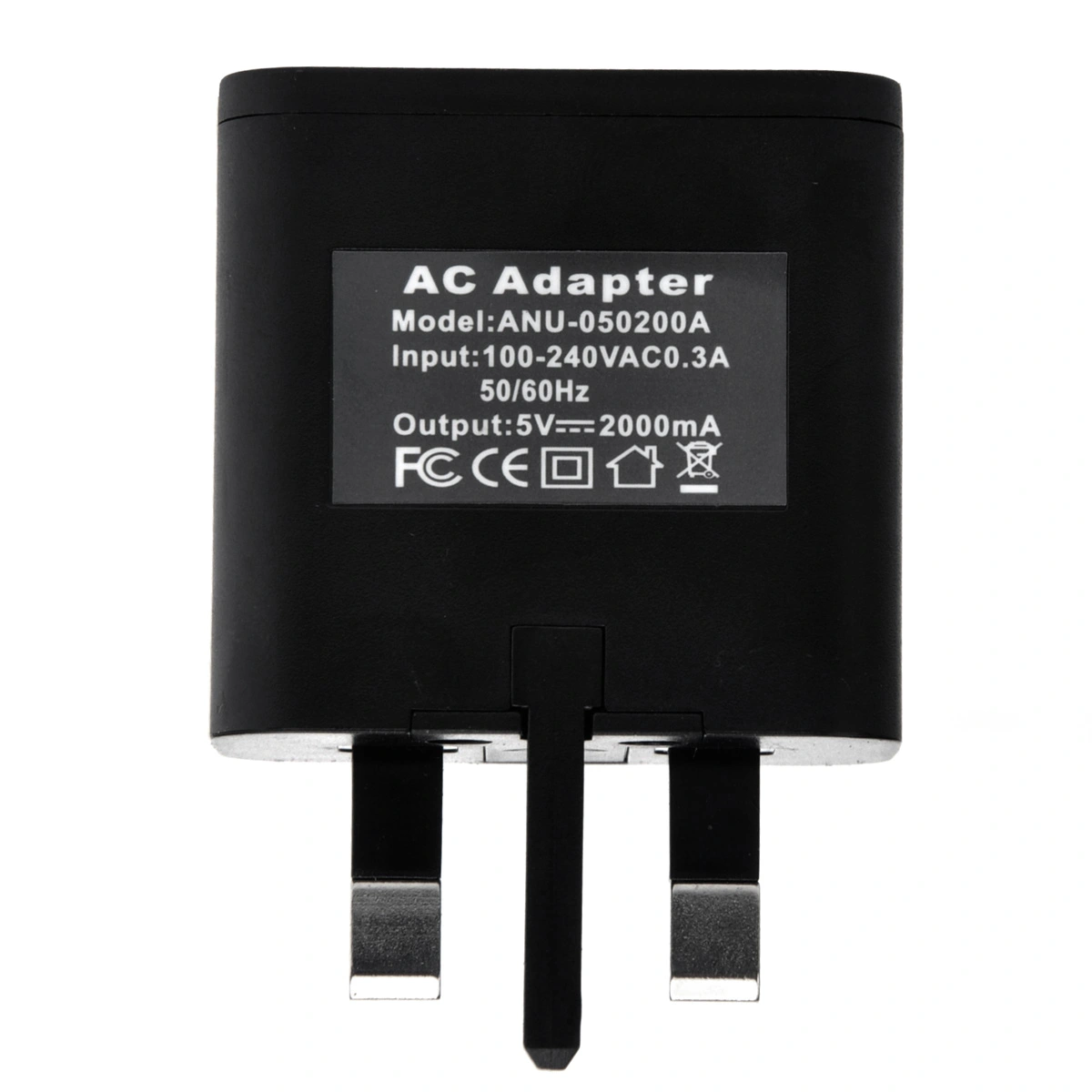 Portabe DC 5V/2A UK-Plug USB AC Power Adapter Travel Wall Charger for /Tablet PCs (Black)