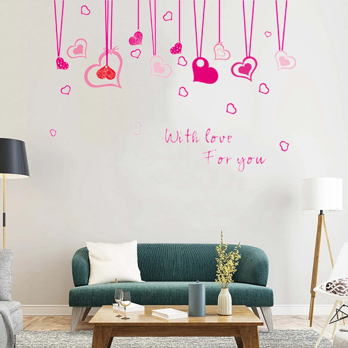 Creative Love PVC Wall Paste Romantic 3D Wall Paste Bedroom Living Room TV Background Wall(Free Collage)