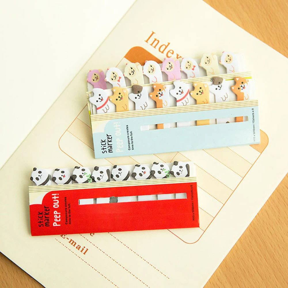 2PCS DIY Memo Pad Self-Stick Paper Note Kawaii Cartoon Animal Bamboo Panda Bear Penguin Sticker Office School Supplies