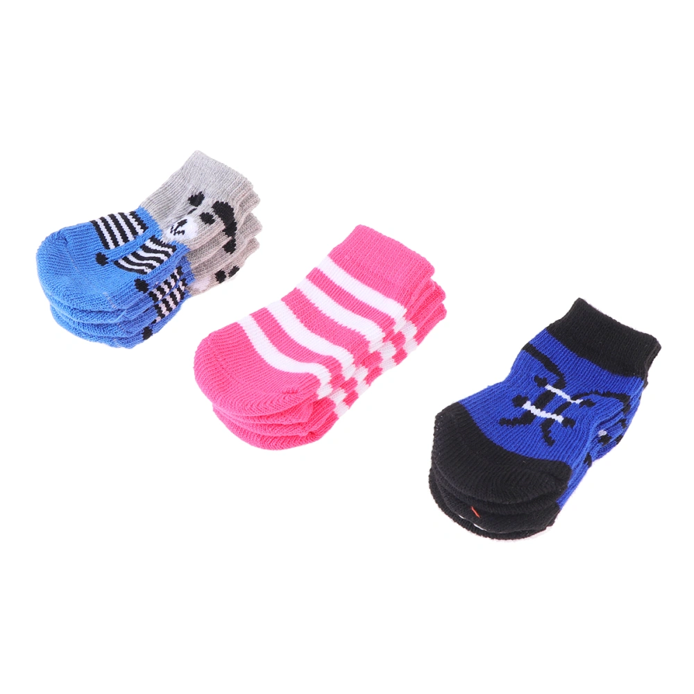 4PCS Puppy Dogs Pet Knits Socks Anti Cotton  Socks Knitting Pet Ankle Sock (Random Color Size S)